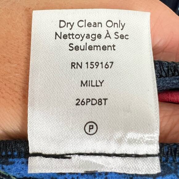 NWT Milly Irene Modern Brushstroke Pleated Midi Dress Rainbow Multi sz 0 Swing - Picture 7 of 10